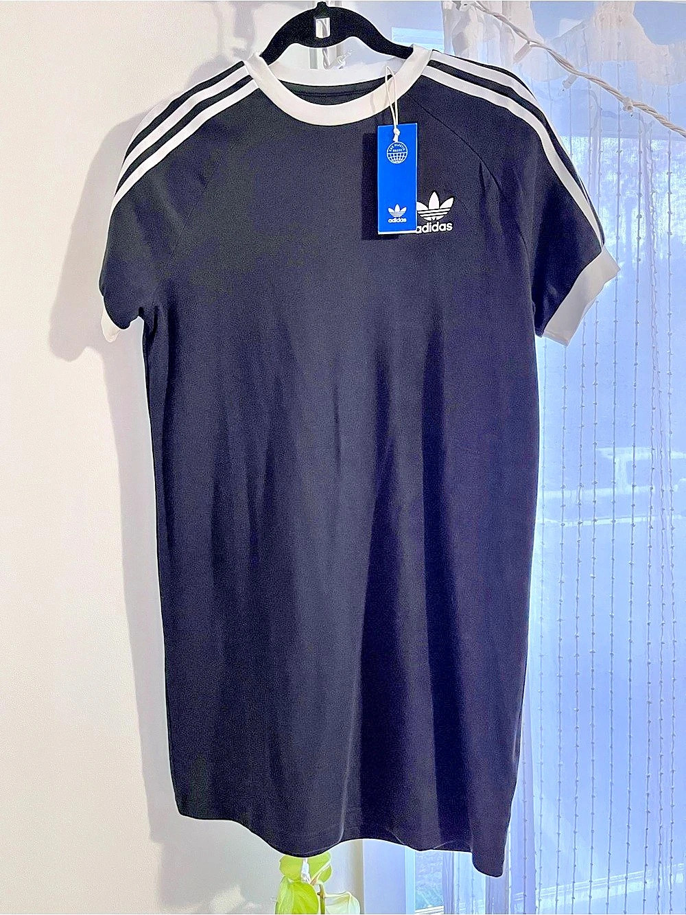 adidas 3-Stripes Ringer Tee Dress Black & White - Girls 13-14Y (~women’s medium)